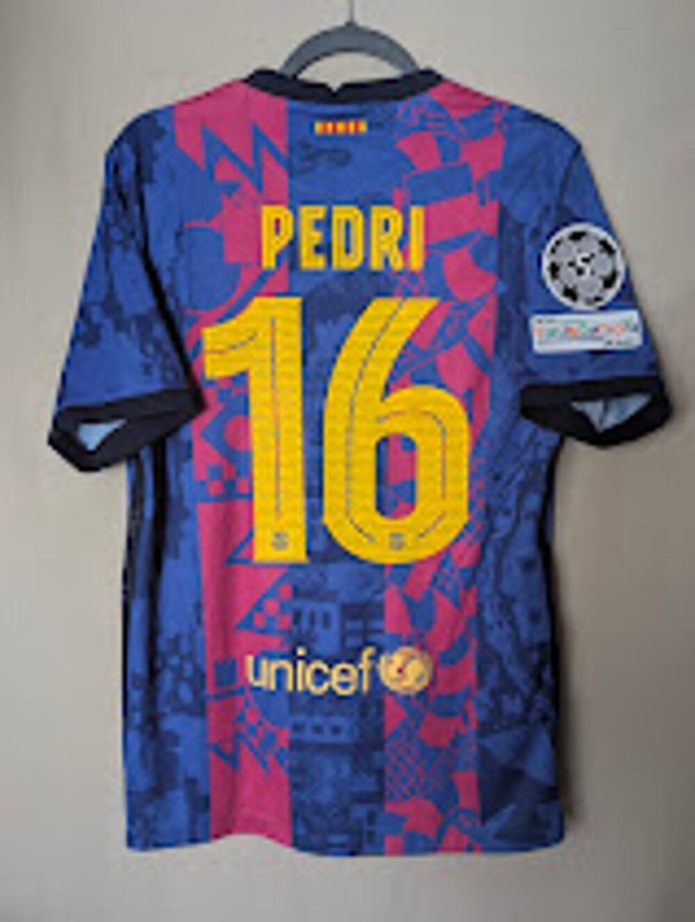 FC Barcelona 2021-22 Third Pedri Jersey Men's Medium UCL Fully Patched